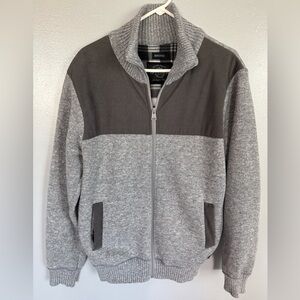 Buffalo David Bitton Men’s Charcoal and Light Gray Lined Zip-Up Sweater